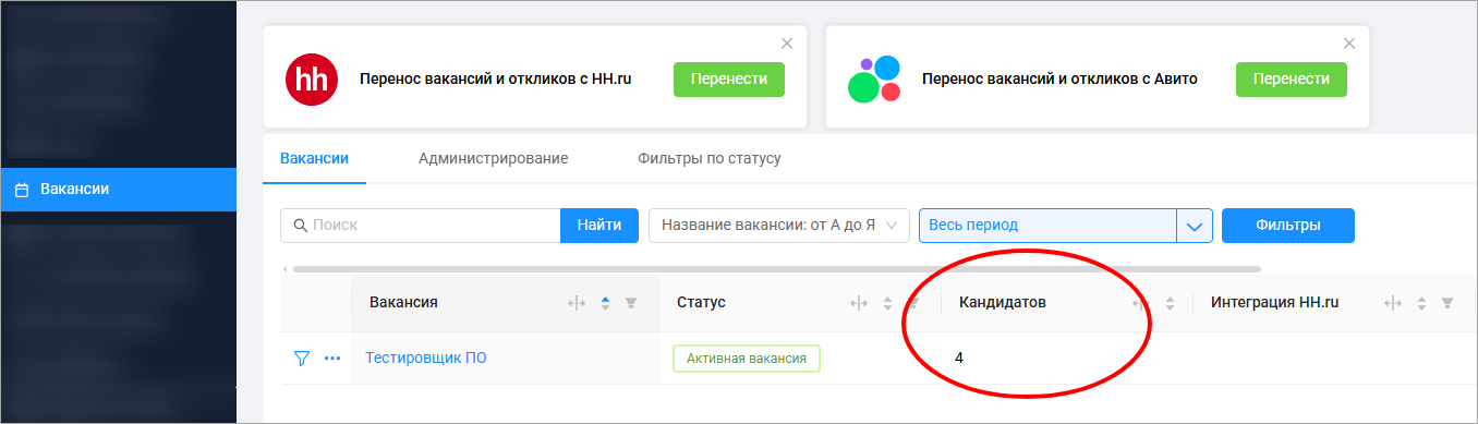 Колонка Кандидаты
